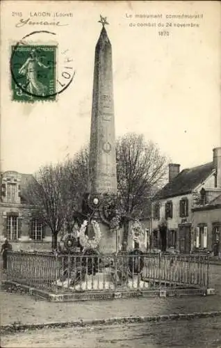 Ak Ouzouer sur Loire Loiret, Monument commemoratif, Obelisk, Kranz, Gedenktag 24. November 1870