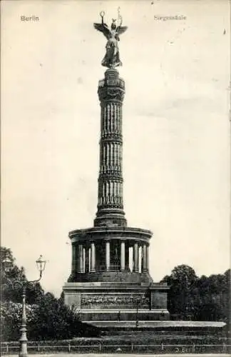 Ak Berlin Tiergarten, Siegessäule, majestätisches Monument, umgeben von Grünanlagen