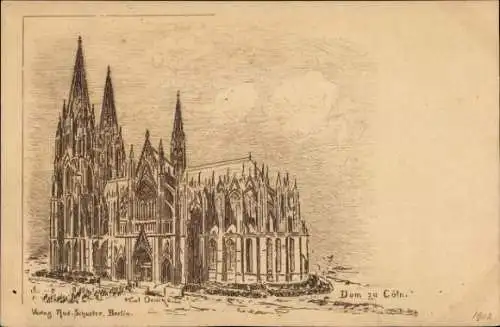 Ak Köln am Rhein, Zeichnung des Kölner Doms, Verlag Bud Schuster, 1902