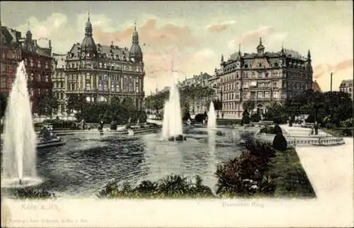 Ak Köln am Rhein, Kölner Stadtansicht, Deutscher Ring, Springbrunnen,  Architektur