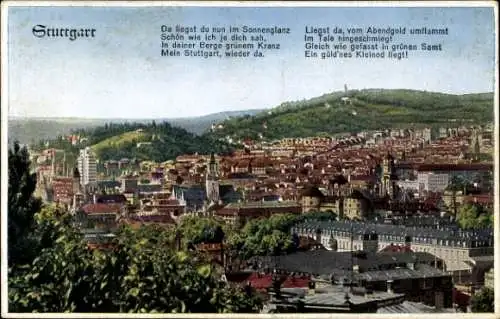 Ak Stuttgart am Neckar, Gesamtansicht