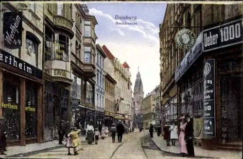 Ak Duisburg im Ruhrgebiet, Blick in die Beekstraße, Wertheim, Kaisers Kaffee