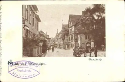 Ak Meiningen in Thüringen, Historische Straße, Gebäude, Pferdetransport, Verlag R. Bachner