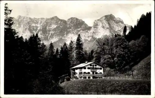 Ak Ramsau im Berchtesgadener Land Oberbayern, Berglandschaft, Altes Gebäude, Wald, Berge im Hinte