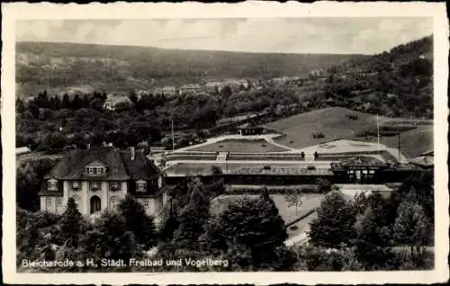 Ak Bleicherode Harz, Städt. Freibad und Vogelberg, Feld