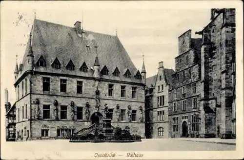 Ak Osnabrück in Niedersachsen, Rathaus, Brunnen