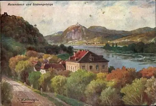 Künstler Ak Rolandseck Remagen am Rhein, Panorama, Siebengebirge