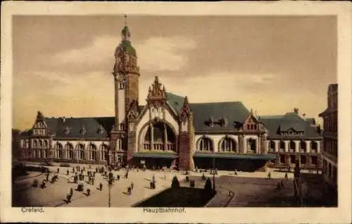 Ak Krefeld am Niederrhein, Ansicht des Hauptbahnhofes mit Vorplatz
