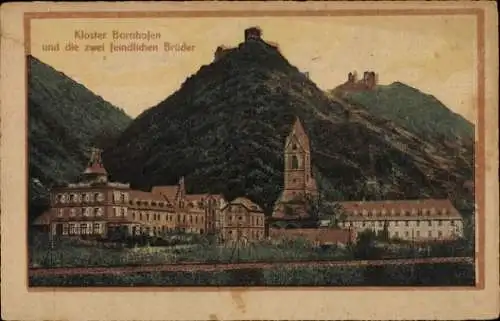 Ak Bornhofen am Rhein, Kloster, Die feindlichen Brüder, Burg Sternberg, Sterrenberg, Liebenstein