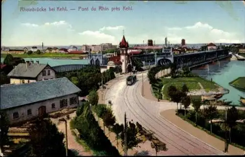 Ak Kehl am Rhein, Rheinbrücke, Fluss, Stadtansicht,  Architektur