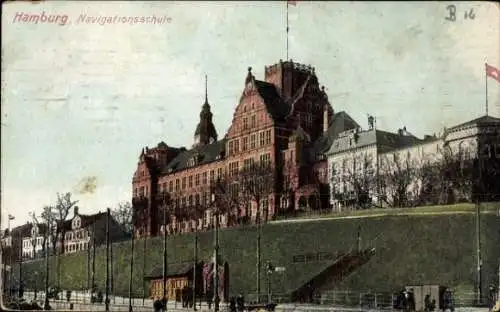 Ak Hamburg Mitte Altstadt,  Navigationsschule, s Gebäude, gepflegte Anlage