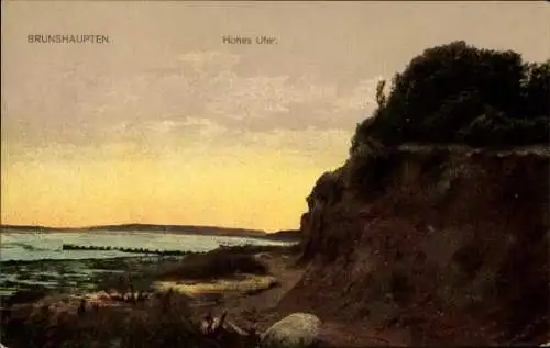 Ak Brunshaupten Kühlungsborn im Kreis Rostock, Hohes Ufer, Meerpartie, Sonnenuntergang