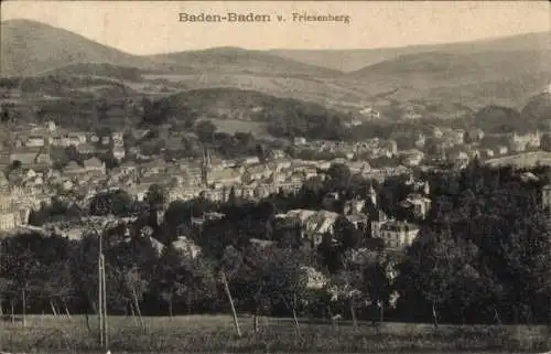 Ak Baden Baden am Schwarzwald, Gesamtansicht vom Friesenberg