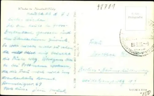 Ak Neustadt am Rennsteig Großbreitenbach in Thüringen, Wintermotiv