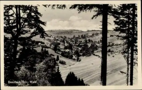 Ak Deesbach in Thüringen, Landschaft mit Wald, Dörfer, Felder, Himmel