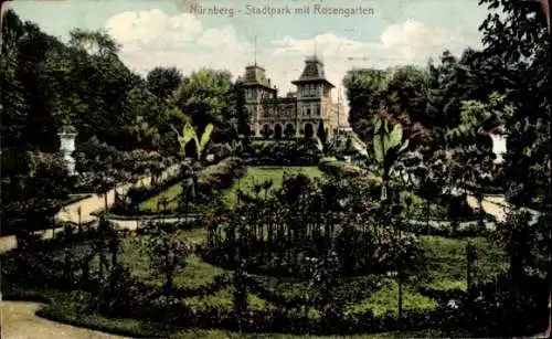 Ak Nürnberg, Stadtpark mit Rosengarten