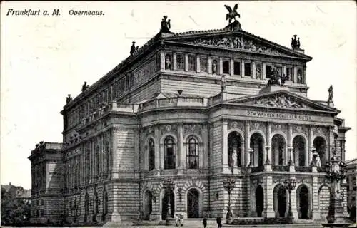 Ak Frankfurt am Main, Historisches Gebäude, Opernhaus, Griechische Säulen, Zierliche Architektur