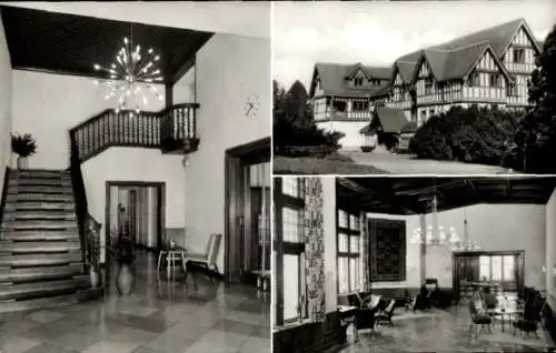 Ak Oberursel im Taunus Hessen, Haus der Gewerkschaftsjugend, Treppe, Foyer, Gebäudeansicht