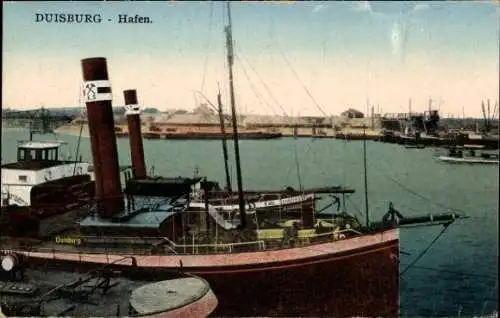 Ak Duisburg, Blick auf den Hafen, Dampfer,Karl Schaders