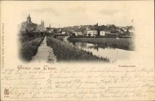 Ak Bad Cleve Kleve am Niederrhein, Gruss aus  Totalansicht, Flussansicht, Häuser, Stadtansicht