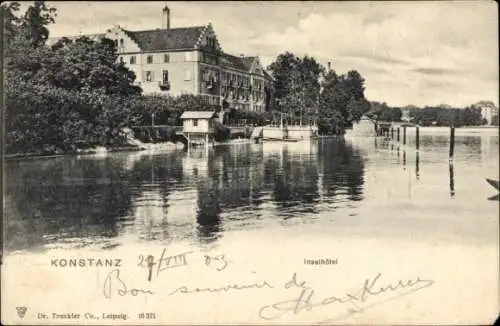 Ak Konstanz am Bodensee, Blick auf das Inselhotel,Boote