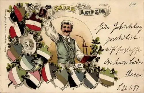 Studentika Litho Leipzig in Sachsen, Arminia, Guestfalia, Afranis, Brunsviga, Thuringia