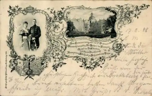 Ak Prinz Ernst zu Sachsen Altenburg, Prinzessin Adelheid zu Schaumburg Lippe, Schloss Bückeburg