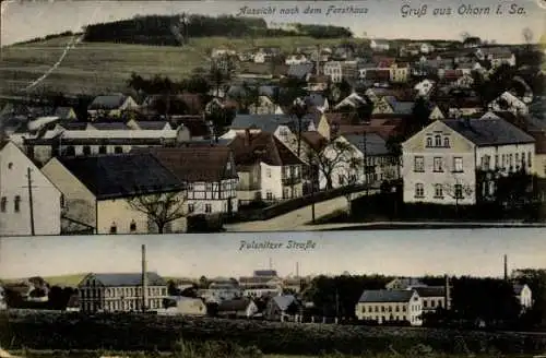 Ak Ohorn in Sachsen, Aussicht auf Stadtansicht, Forsthaus, Pulsnitzer Straße