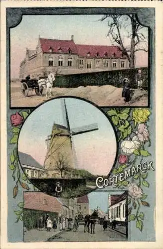 Ak Cortemarck Kortemark Westflandern, Teilansichten, Windmühle