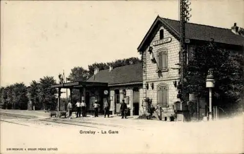 Ak Groslay Val d'Oise, Bahnhof Gleisseite