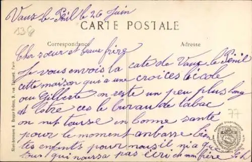 Ak Vaux le Pénil Seine et Marne, Rue des Carouges