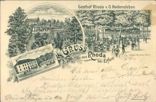 Litho Möbisburg Rhoda Erfurt in Thüringen, Gasthof Rhoda