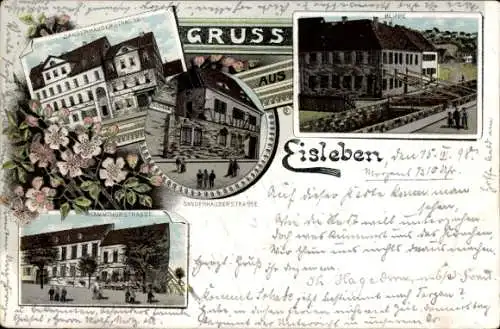Litho Lutherstadt Eisleben, Sängerhäuserstraße, Klippe, Rammthorstraße
