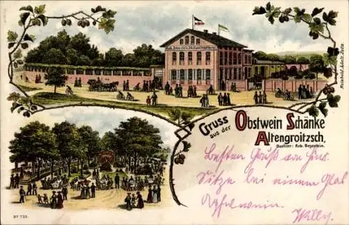 Litho Altengroitzsch Groitzsch im Kreis Leipzig, Obstweinschänke, Bes. Rob. Beyerlein