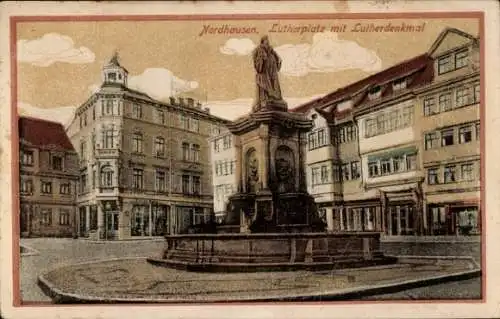 Ak Nordhausen am Harz, Lutherplatz, Lutherdenkmal