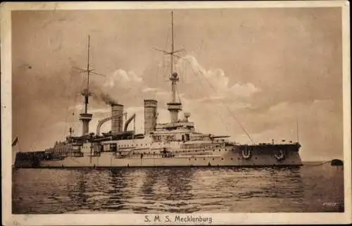 Ak Deutsches Kriegsschiff, SMS Mecklenburg, Kaiserliche Marine