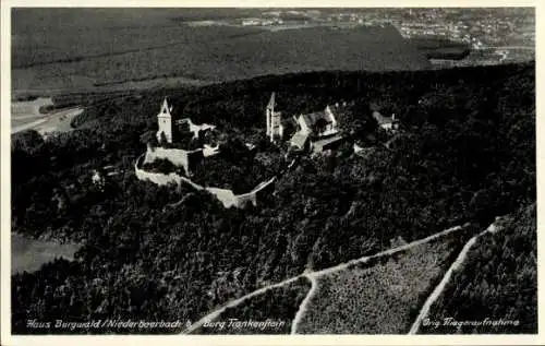 Ak Nieder Beerbach Mühltal im Odenwald, Burg Frankenstein, Haus Burgwald/Niederbeerbach, Luftaufn