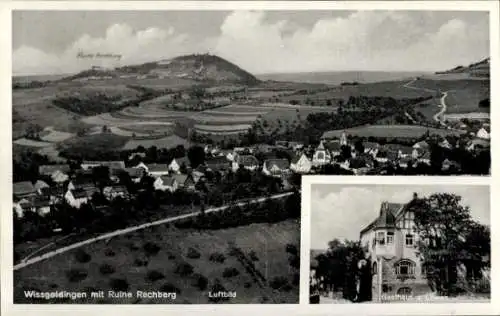 Ak Wissgoldingen Wißgoldingen Waldstetten Ostalbkreis Württemberg, Luftbild, Ruine Rechberg, Gast