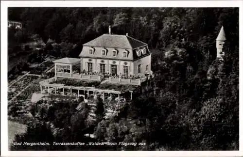 Ak Bad Mergentheim in Tauberfranken, Terrassenkaffee Walded, Flugaufnahme, Gartenlandschaft, Gebä