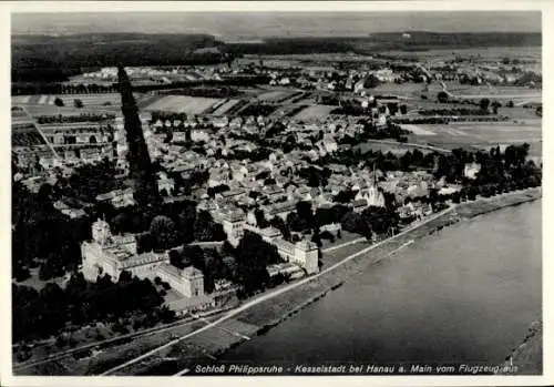 Ak Hanau am Main, Fliegeraufnahme, Schloss Philippsruhe, Kesselstadt