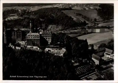 Ak Schaumburg Rinteln an der Weser, Schloss Schaumburg, Burg, Fliegeraufnahme