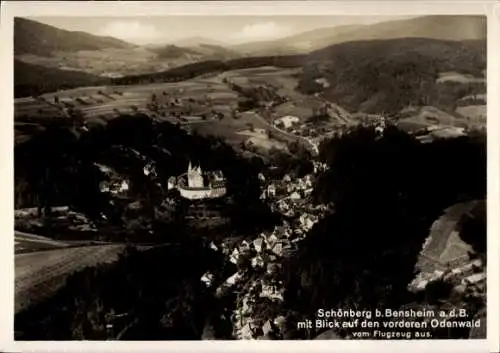 Ak Schönberg im Odenwald Bensheim an der Bergstraße, Fliegeraufnahme