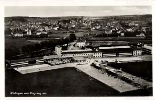 Ak Böblingen in Württemberg, Luftaufnahme, Flughafen