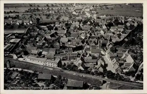 Ak Dalsheim in Rheinhessen, Luftaufnahme, Bahnhof