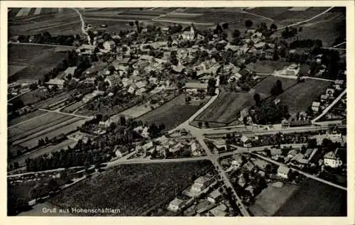 Ak Hohenschäftlarn Schäftlarn Oberbayern, Luftaufnahme von  ruhige Landschaft, Siedlungen