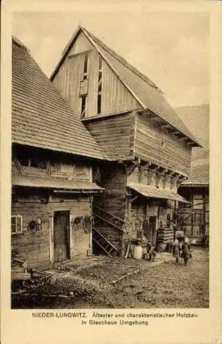 Ak Niederlungwitz Glauchau in Sachsen, ältester und charakteristischer Holzbau der Stadt