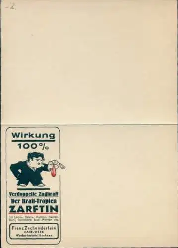 Klapp Ak Werbung, Kraft-Tropfen Zarftin, Franz Zschenderlein