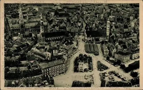 Ak München, Fliegeraufnahme vom Viktualienmarkt
