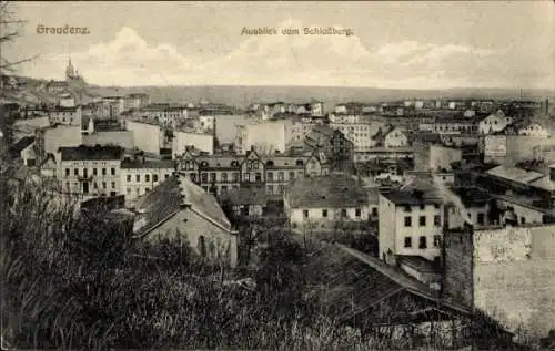 Ak Grudziądz Graudenz Westpreußen, Aussicht vom Schlossberg über die Stadt