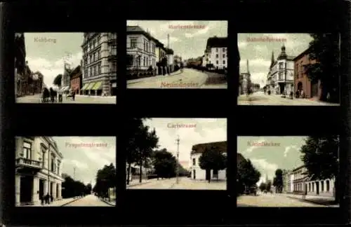 Ak Neumünster in Holstein, Bahnhofstraße, Kleinflecken, Kuhberg, Propstenstraße, Carlstraße